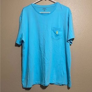 Polo Ralph Lauren Light Blue Yellow Pony Short Sleeve T-Shirt Men’s XL Pocket